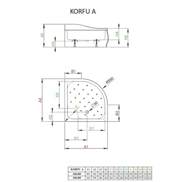 Painduv pooldušš RADAWAY Corfu A (Erinevad suurused saadaval)