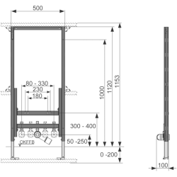 TECEprofil 1120 mm universal bidet frame with fittings