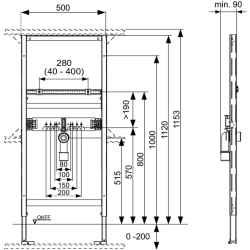 TECEprofil universal built-in washbasin module, 1120 mm with a brand
