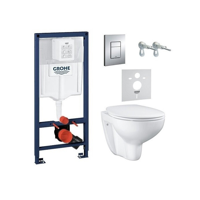 Potinkinis tualetiraami GROHE Rapid SL 5 in 1 + riputatav tualett GROHE Bau Ceramic Rimless pehme sulgemise kaanega