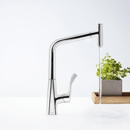 Köök (kraanikauss) segisti väljatõmmatava kraaniga HANSGROHE Metris Select 320, kroomitud, 73803000