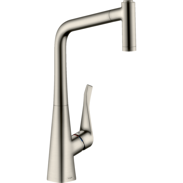 Kitchen (sink) faucet with pull-out spout HANSGROHE Metris Select 320, stainless steel, 14820800