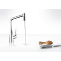 Кухонный смеситель с выдвижным изливом HANSGROHE Metris Select 320, нержавеющая сталь, 14820800