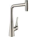 Смеситель для кухни (раковины) с выдвижным изливом HANSGROHE Metris Select M71, из нержавеющей стали, с двумя потоками