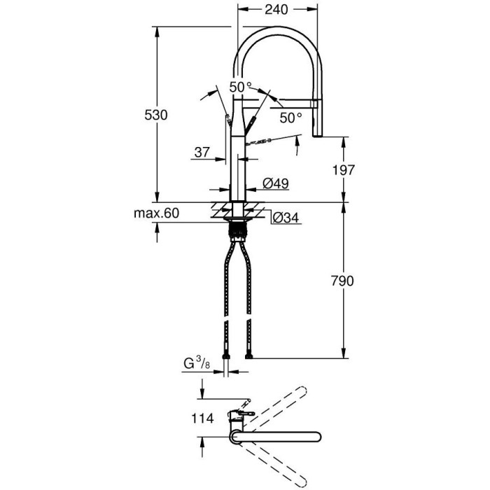 Köögi (kraanikausi) segisti GROHE Essence, 30294GL0