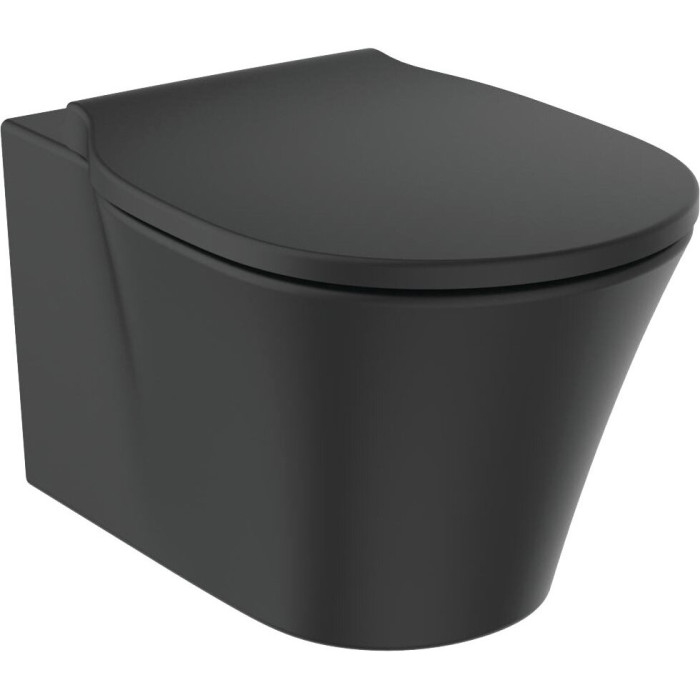 Rippuv WC-pott aeglase sulgumise kaanega IDEAL STANDARD Connect Air, must-matt