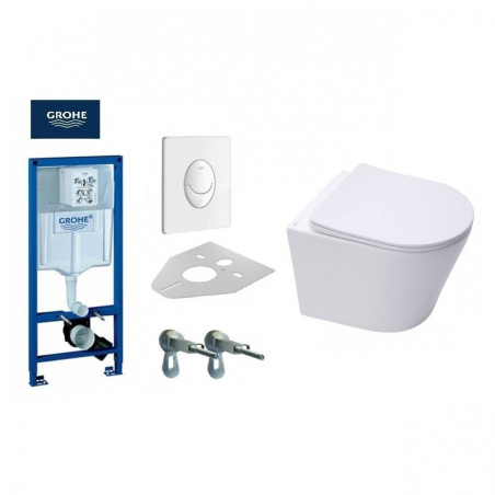 Встраиваемые комплекты рам GROHE Rapid SL 4 в 1 с белой кнопкой унитаза SAT Infinitio Compact Rimless