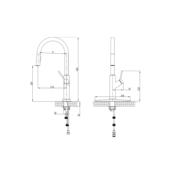 Kitchen mixer FUSOR with pull-out shower, SM1225CR