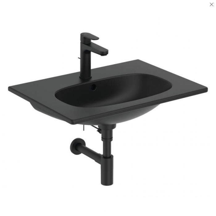 Sink mounted on IDEAL STANDARD Tesi cabinet, black matte 63 cm, T3510V3