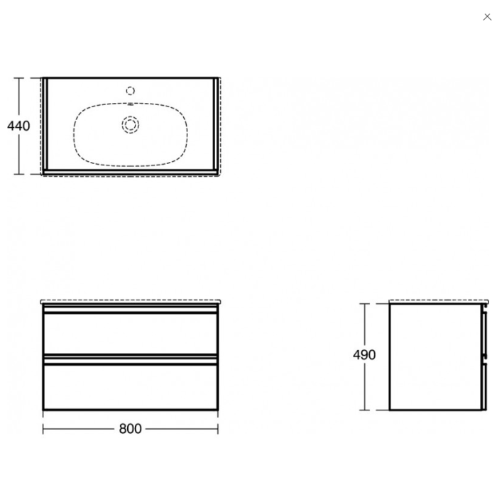 Hanging bathroom cabinet IDEAL STANDARD Tesi, matte black 80 cm, T0051ZT
