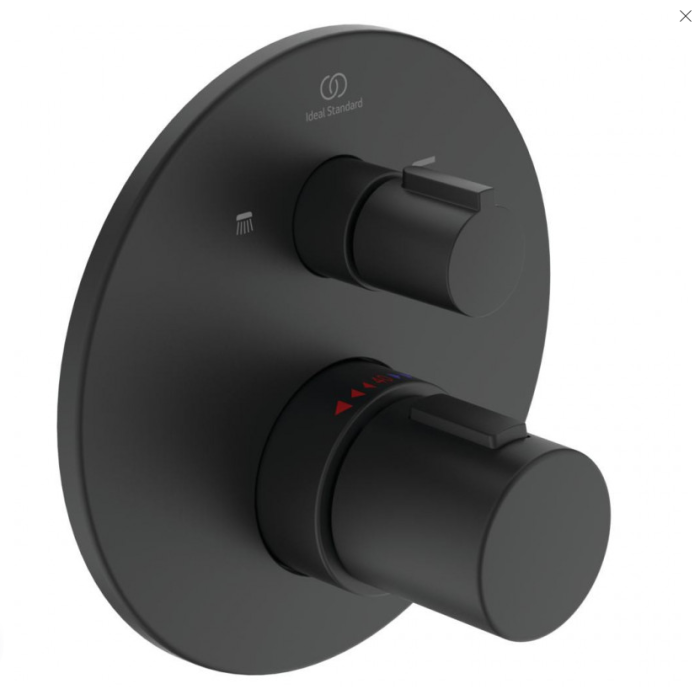 Ideal Standard Ceratherm 100 built-in thermostatic shower system, with 300 mm case head, matte black, A7573XG