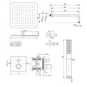 Встраиваемая термостатическая душевая система IDEALUS STANDARTAS Ceratherm C100 с головкой 200 мм, черная матовая, KCT20XG