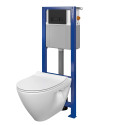 CERSANIT 4 in 1 concealed toilet frame, black-matt + CERSANIT Clean On wall-hung toilet with SLIM Slowclose seat