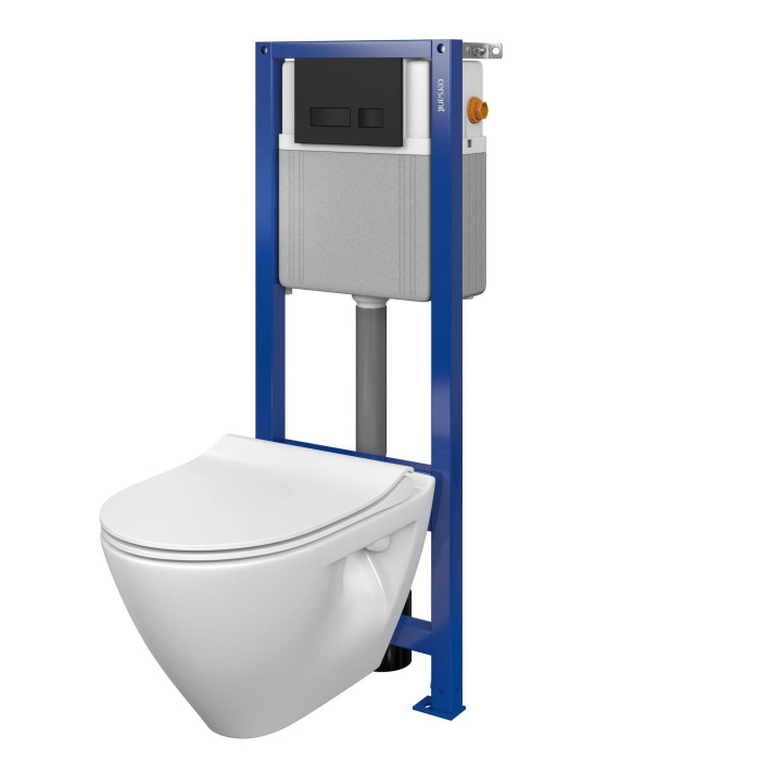 Подвесной унитаз CERSANIT 4 в 1, черный матовый + подвесной унитаз CERSANIT Clean On с крышкой SLIM Slowclose