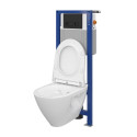 Potinkinis tualetiraami CERSANIT 4 in 1, must-matt + riputatav tualett CERSANIT Clean On SLIM Slowclose kaanega