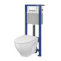 Built-in toilet frame CERSANIT 4 in 1, white + wall-mounted toilet CERSANIT Clean On with SLIM Slowclose lid