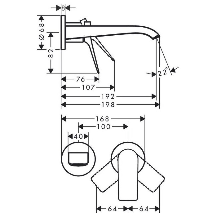 Built-in sink mixer HANSGROHE Vivenis black-matt 19.2 cm, 75050670