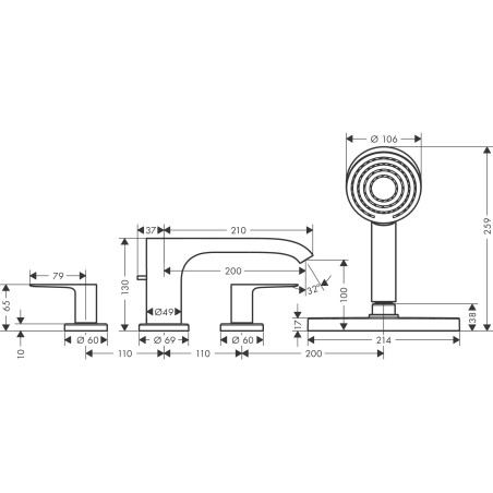 HANSGROHE Vivenis black-matt bath mixer, 75444670