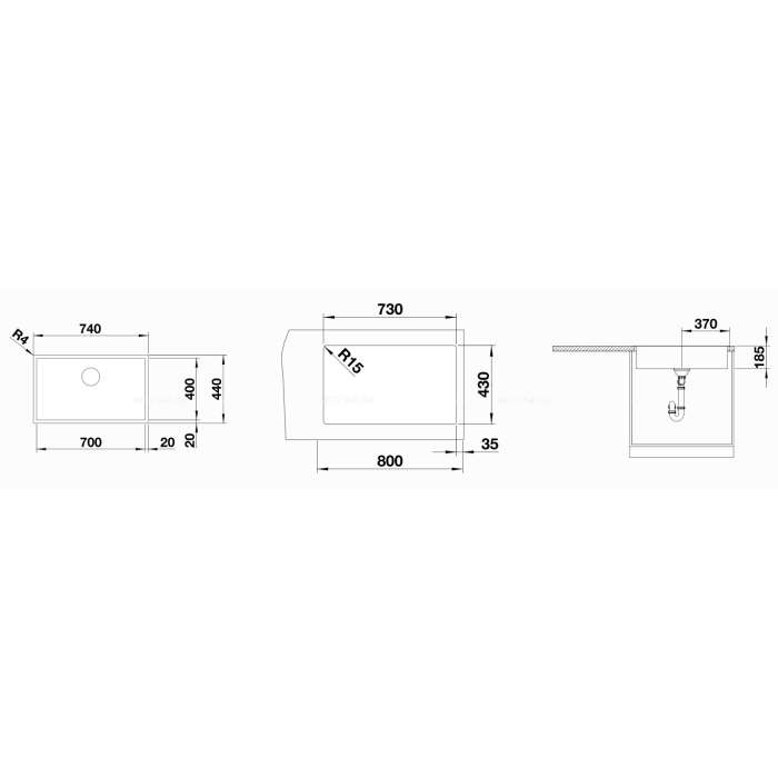 BLANCO Zerox 700-IF stainless steel sink, Dark steel