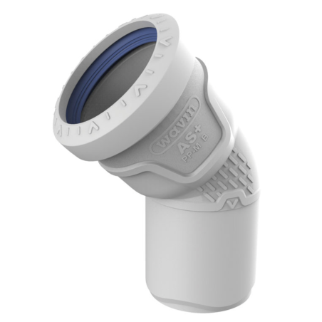 Low-noise indoor sewage elbow WAVIN AS+ 50 x 45°