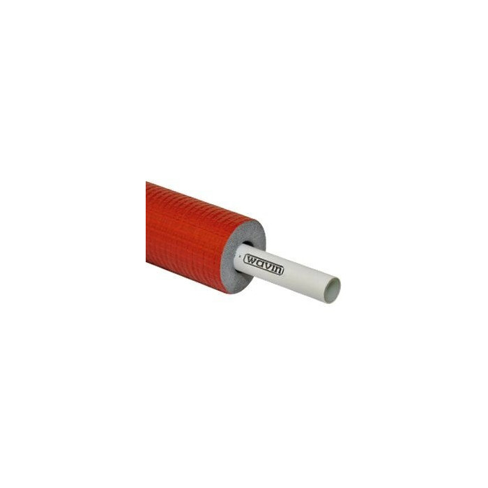 Multilayer pipe with insulation (red) WAVIN PE-Xc/AL/PE-HD 20 x 2.25 mm (50 m)