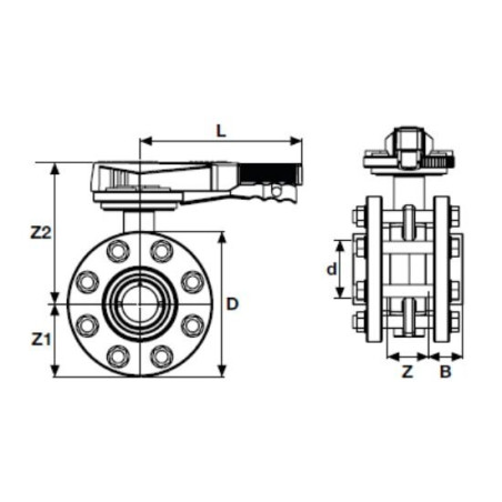 Klapid flanšiga adapteritega PVC-U PİMTAŞ 250 (PN10), veekindel