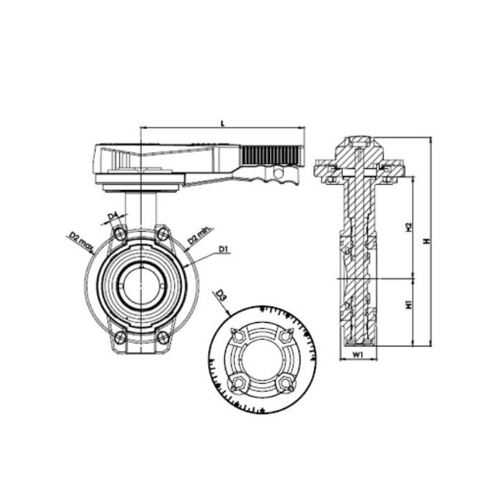 Flanged butterfly valve PVC-u pİMTAŞ 160 (PN10), waterproof