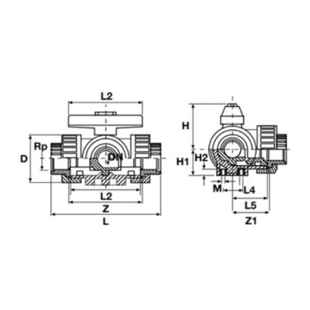 Ruutventiil T-kujuline PVC-U PİMTAŞ 25 mm (PN16), veekindel