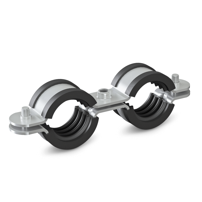 Double metal holder with noise-dampening insert NICZUK METALL 3/8"" (15-18 mm), M8
