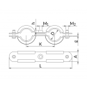 Metalliline kahekordne hoidja mürasummutuse sisuga NICZUK METALL 3/8"" (15-18 mm), M8