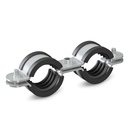 Metalliline kahekordne hoidja mürasummutava sisuga NICZUK METALL 3/4"" (26-29 mm), M8