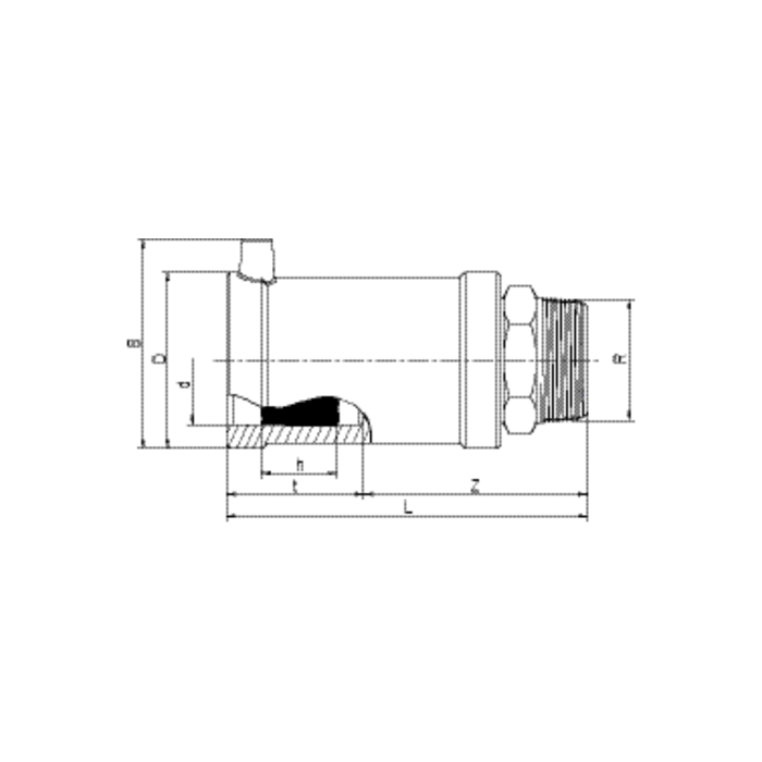 Elektra female connection with brass thread FRIATEC 32 x 1"" exterior, PN16, water-resistant