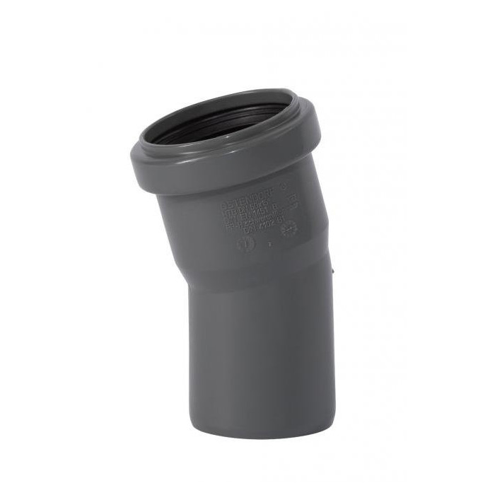WAVIN Optima 50 x 15° gray indoor sewage elbow