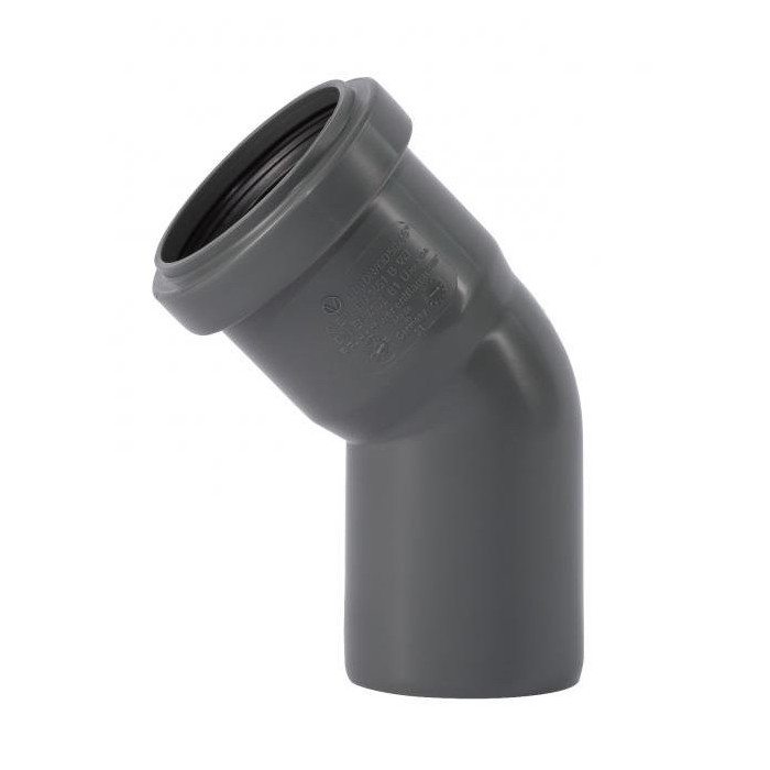 Siseveetorustiku küünarnukk WAVIN Optima 50 x 45°, hall