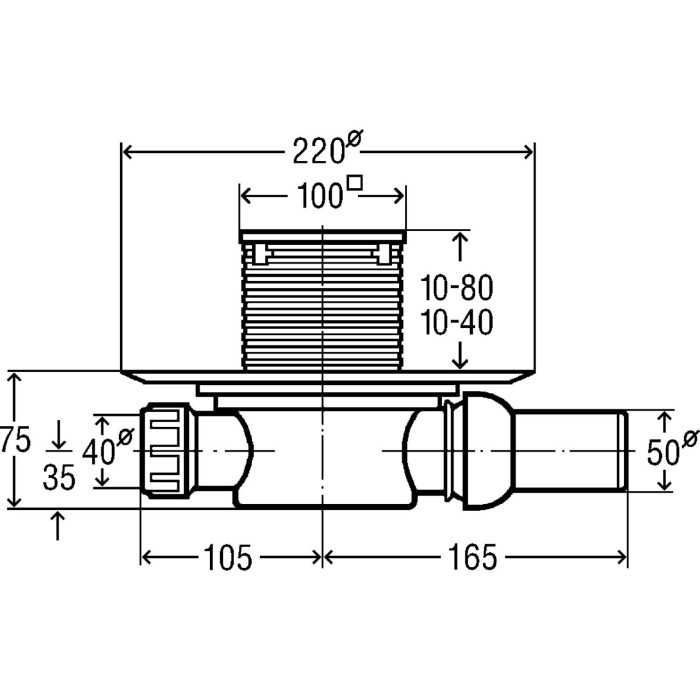 Horizontal trap VIEGA with a "dry" siphon