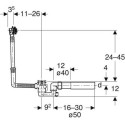 Overflow bath siphon GEBERIT, chrome cover