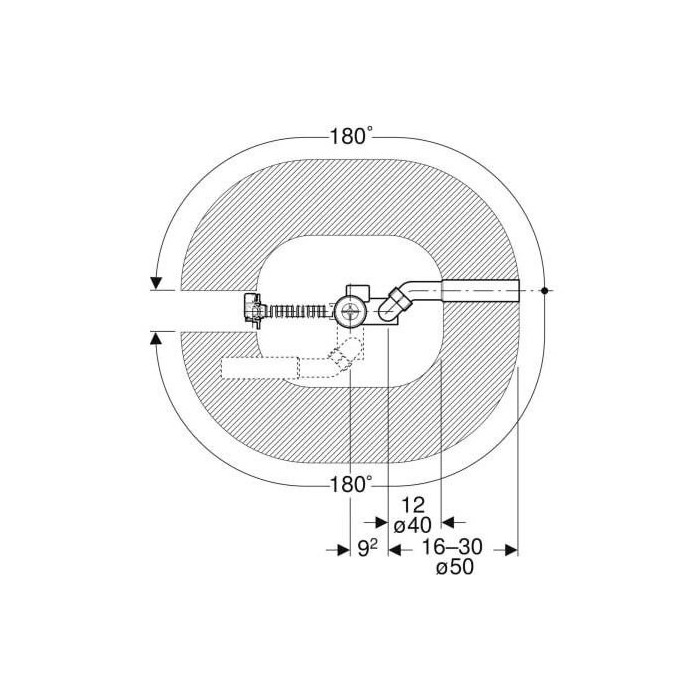 Overflow bath siphon GEBERIT, chrome cover