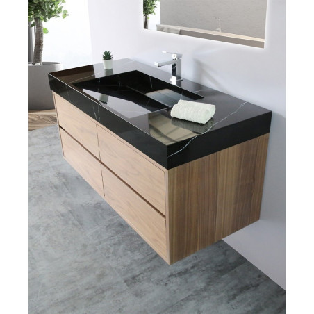 Valamu paigaldatakse mööblile VITRAZ 1220 x 559 mm, mustast marmorist