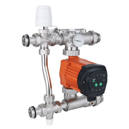Underfloor heating mixing unit, side connection