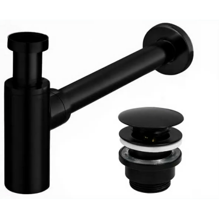 Luxury P1 universal sink siphon with Click Clack bottom valve, black matte