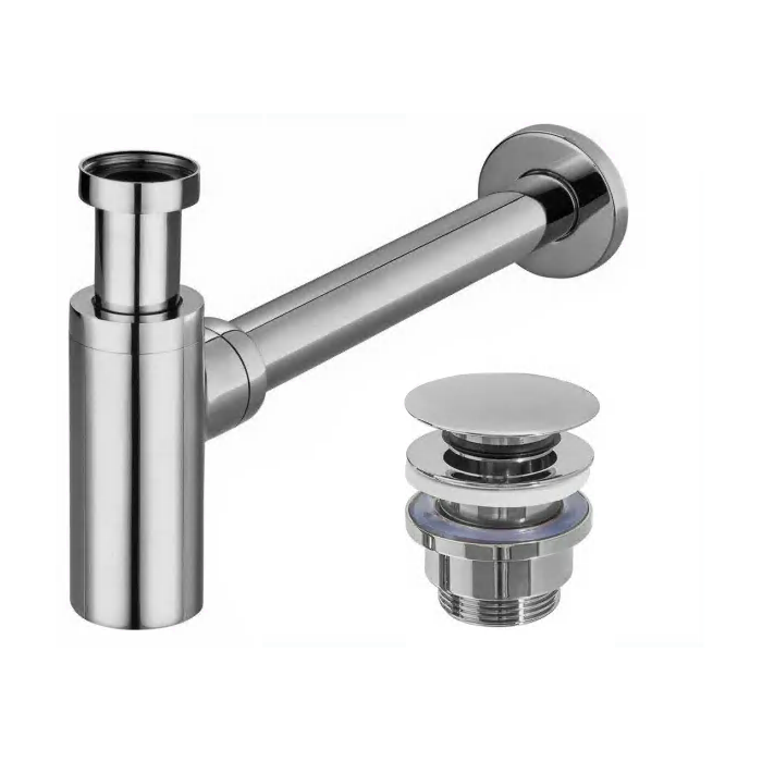 Luxury P1 universal Click Clack sink siphon set, chrome-plated
