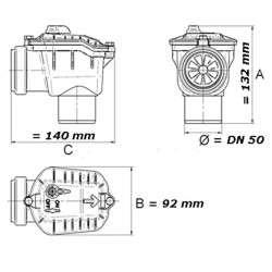 Backflow sewer valve CAPRICORN DN 50, flanged