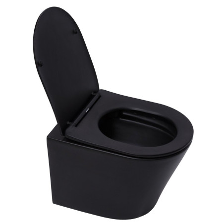 Hanging toilet SAT Infinitio Compact Rimless with Slim Slow close lid, black-matt