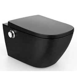 Hanging toilet with bidet function MEPA Rimless with seat and lid, black-matt