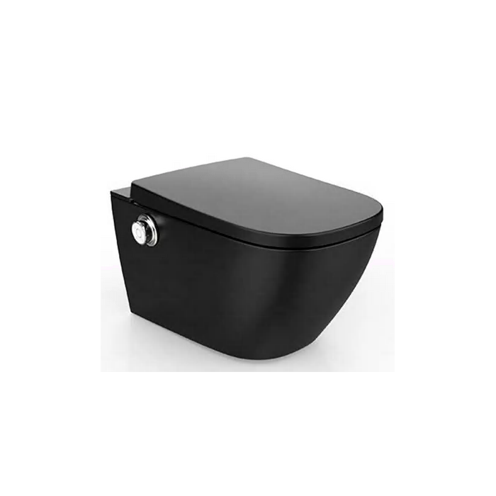 Hanging toilet with bidet function MEPA Rimless with seat and lid, black-matt