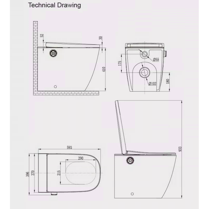 Hanging toilet with bidet function MEPA Rimless with seat and lid