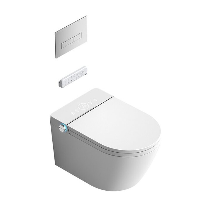 Rippuv WC koos bidetifunktsiooniga Rimless koos istekoha ja kaanega