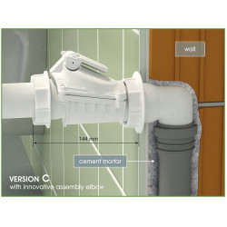 Backflow sewer valve with KARMAT DN 50 mounting, angled