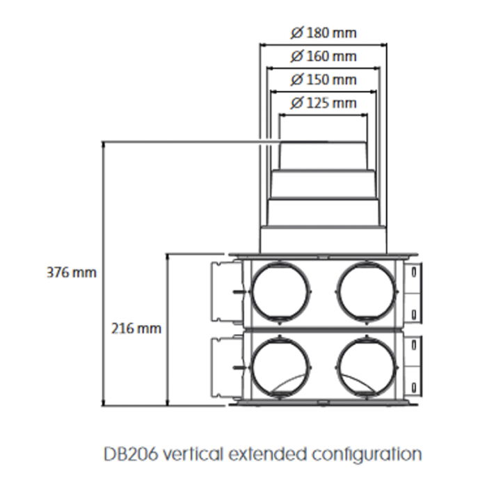 Air distribution manifold UBBINK Air Excellent DBOX 208 Dn 125 - 8 x Dn 75