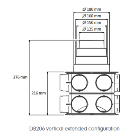 Air distribution collector UBBINK Air Excellent DBOX 216 Dn 125 - 16 x Dn 75